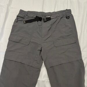 The North Face Mens XL Long Grey Convertible Zip Off Hiking Cargo Pants Nylon